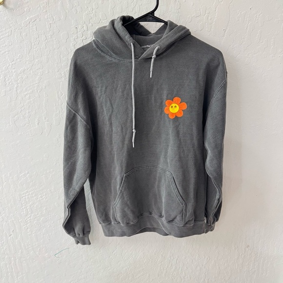 BDG urban Outfitters Retro 70s Floral Have a Nice Day Gray Hoodie S - Picture 5 of 6